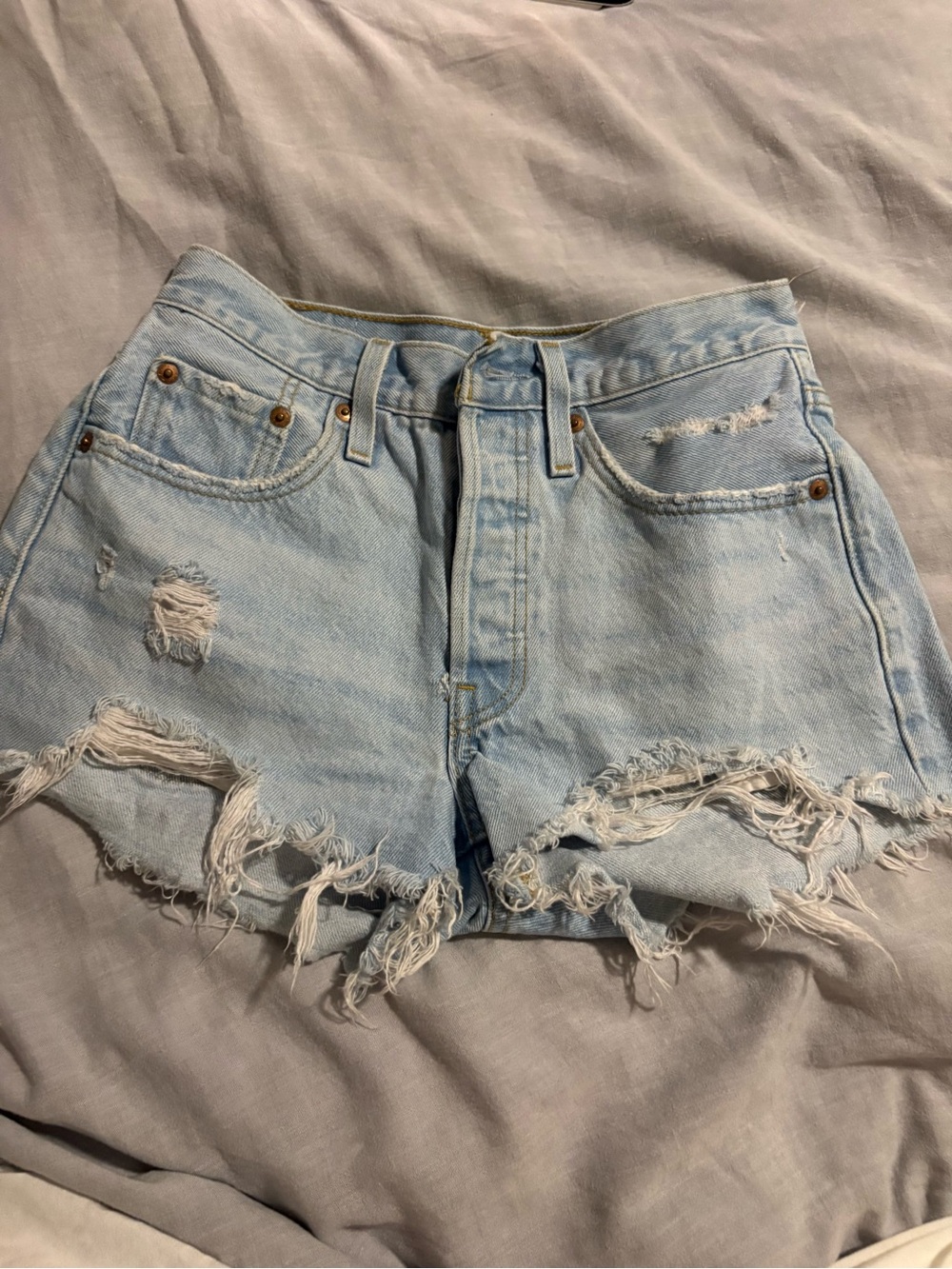 Levi's Light Blue Distressed Denim Shorts
